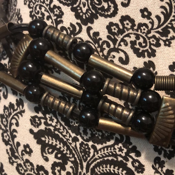 Tribal Native American Boho Metal and Leather Adjustable Belt - Picture 4 of 4